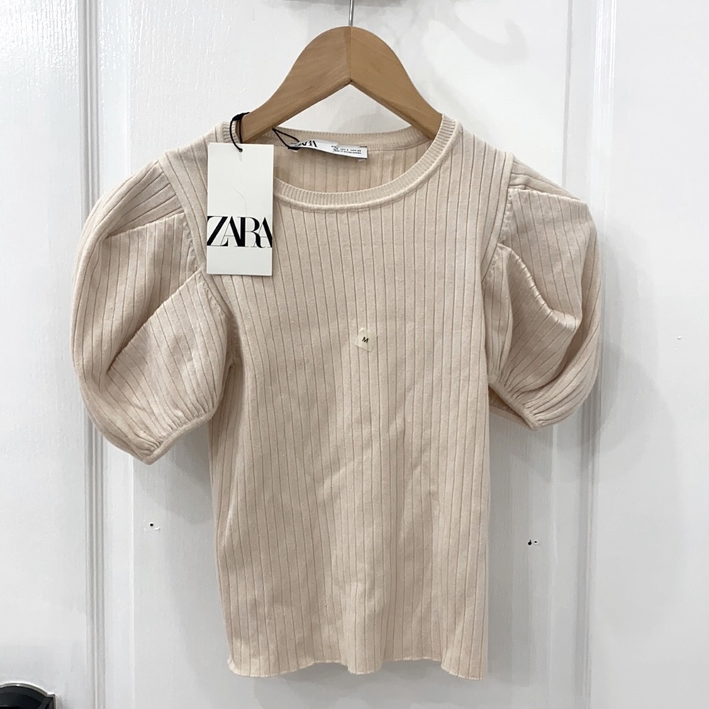 Zara puffy sleeve knit top